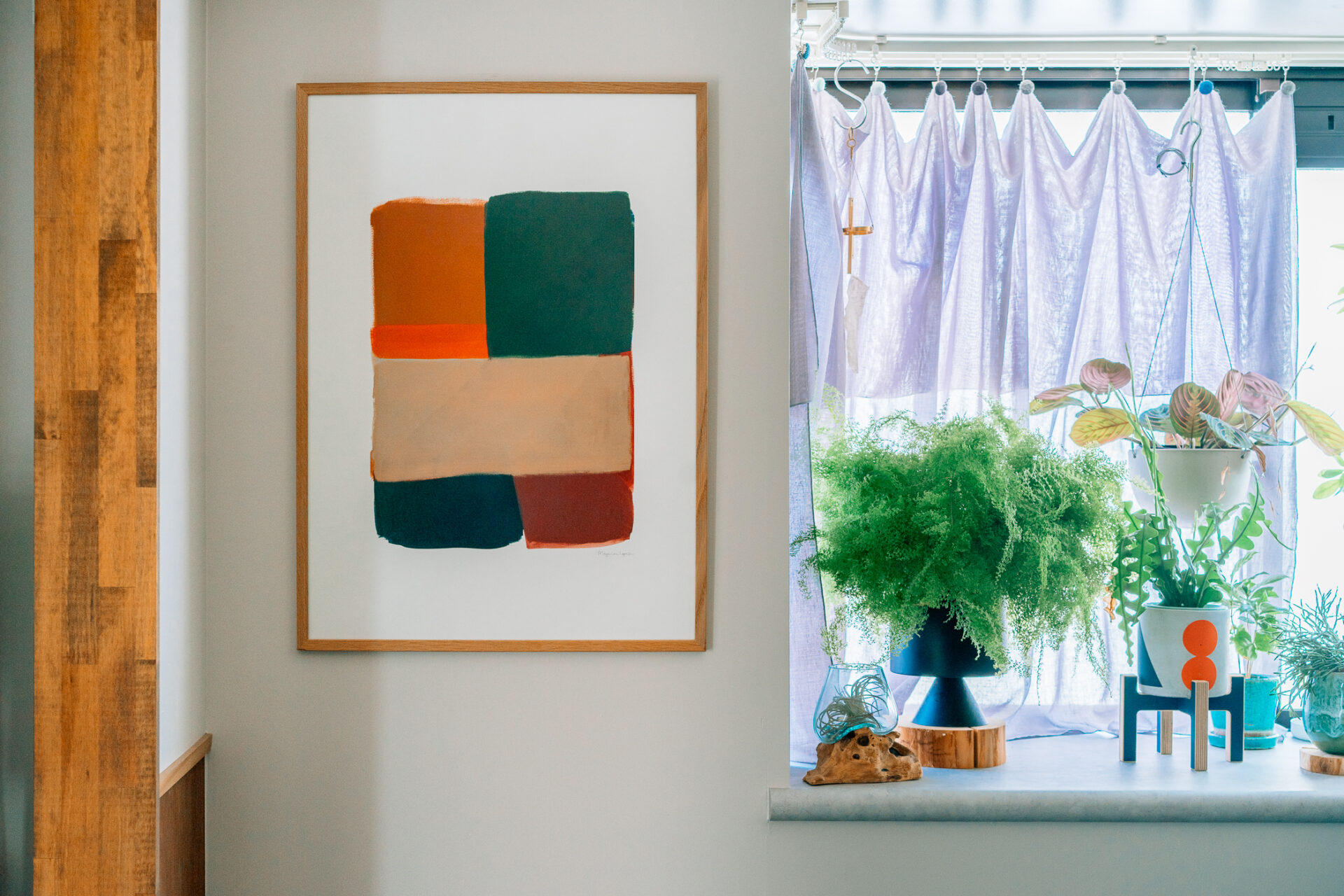 インテリアアート、ieno textile、出窓カーテン