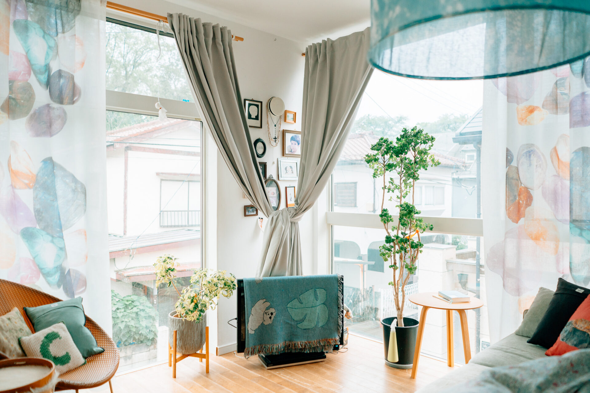 ieno textile ISHI、マルチクロス、クリップカーテン