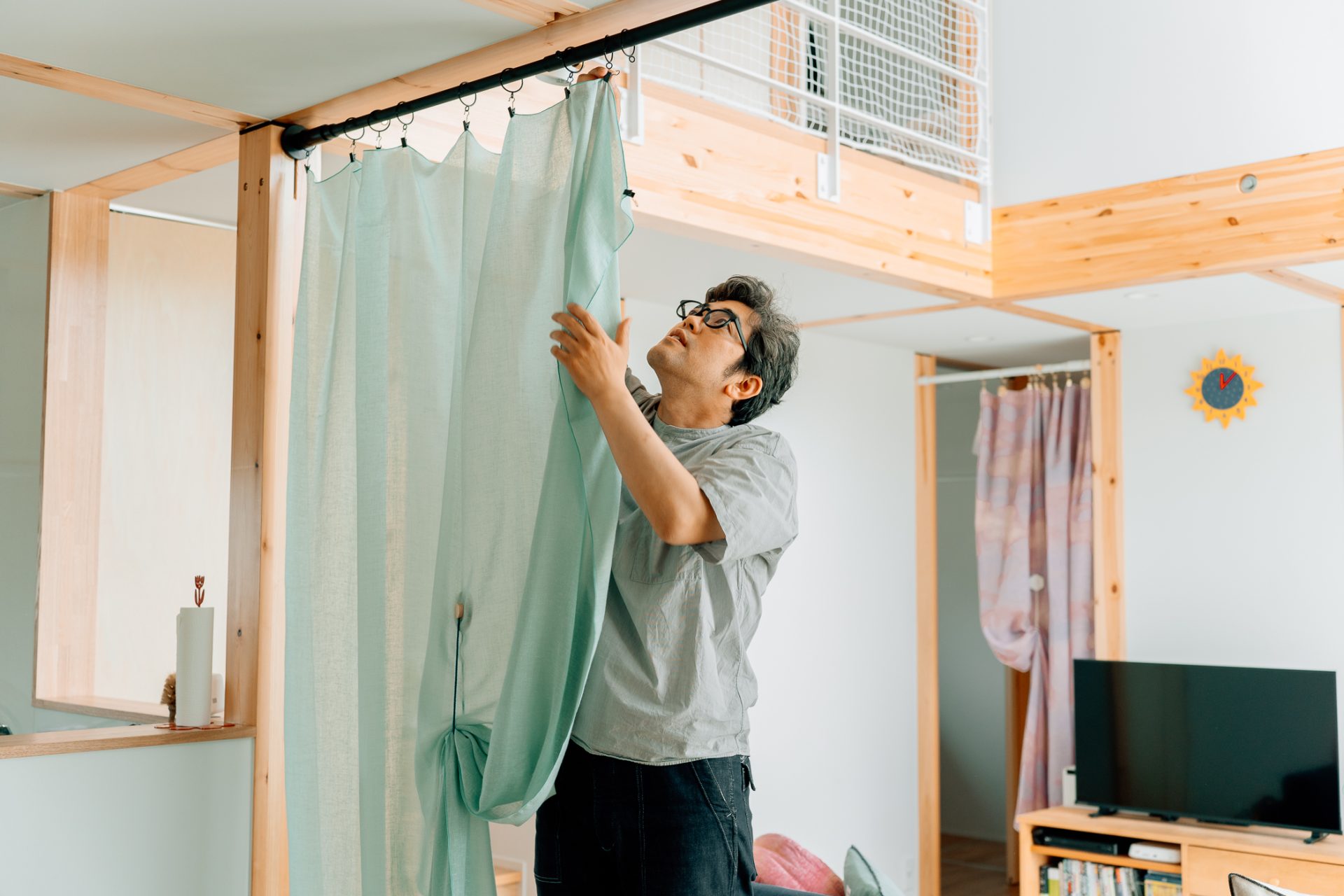 相澤一貴さん、ieno textile、ディスプレイリング、Tension Rod　ドローアライン