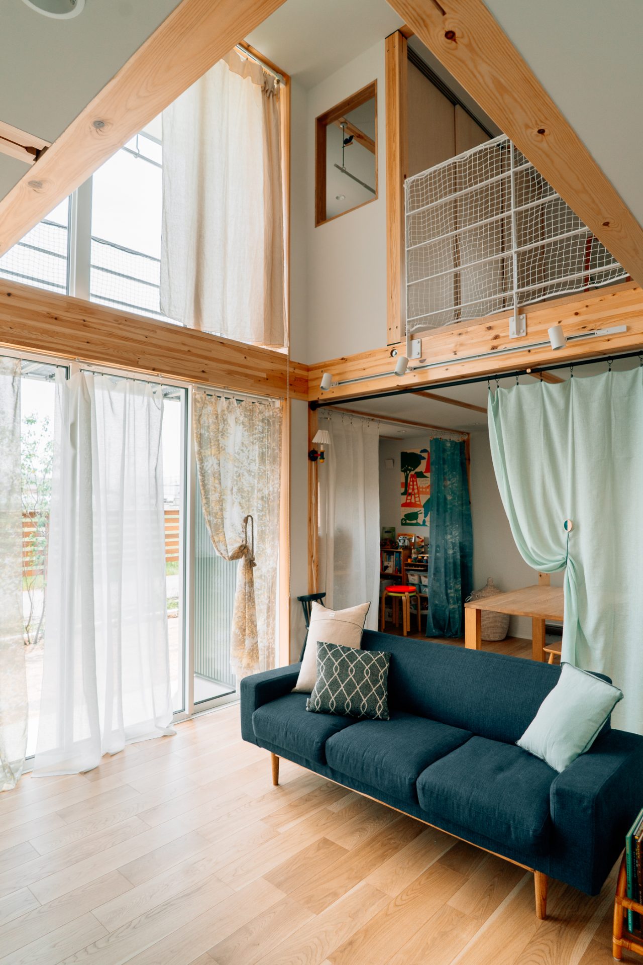 ieno textile、Tension Rod　ドローアライン、無印良品の家、木の家