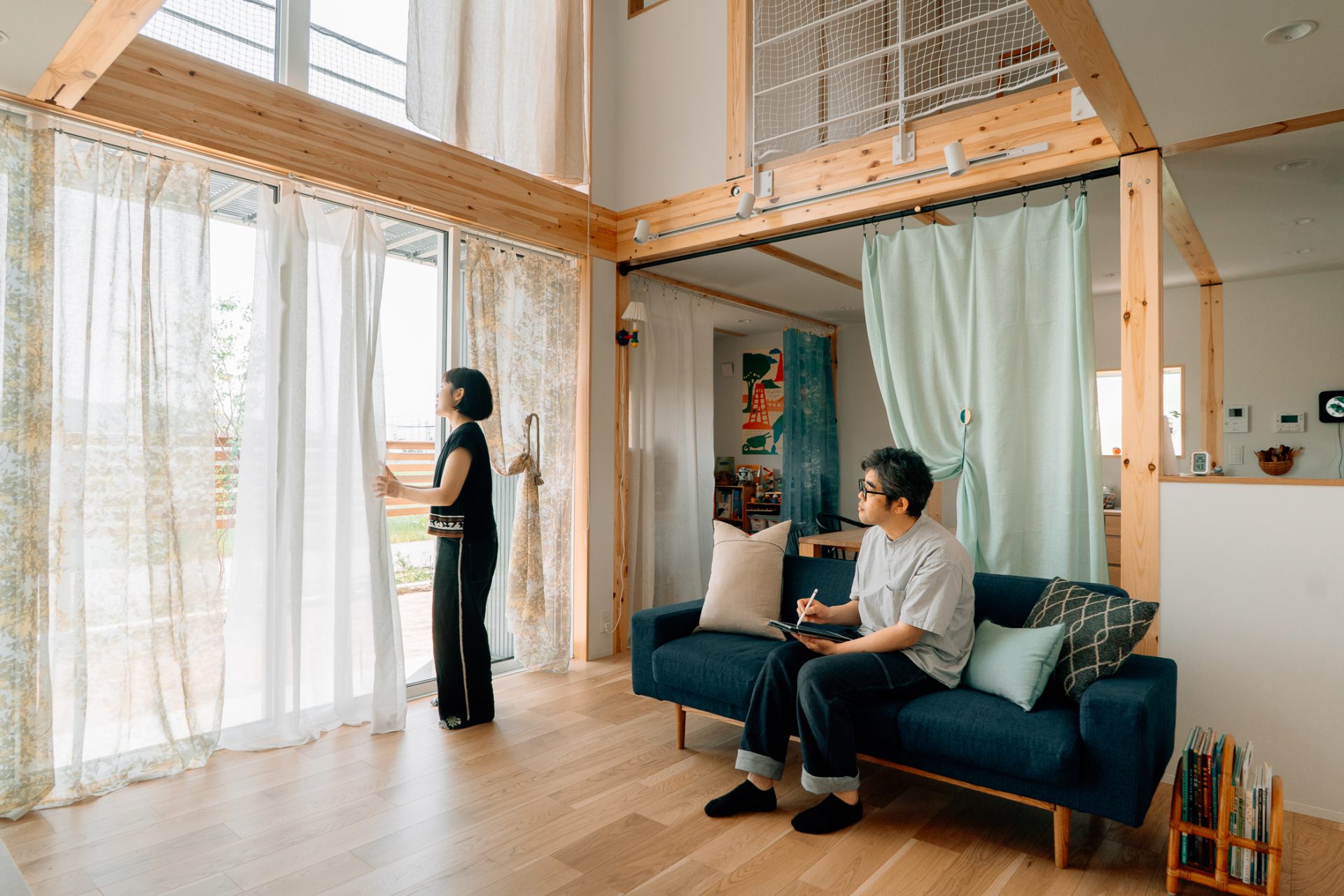 ieno textile、14-23 TOSS、マルチクロス、カーテン、無印良品の家