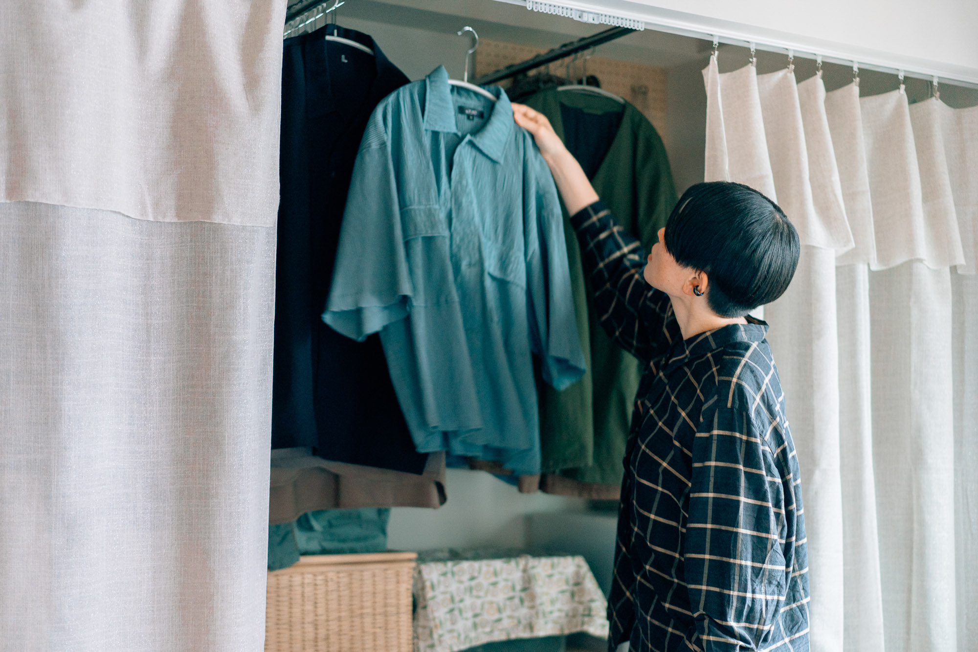 ieno textile、THIME、クローゼット、間仕切り、布